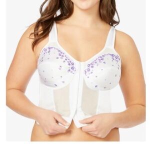 Elegant Floral White and Purple Bra